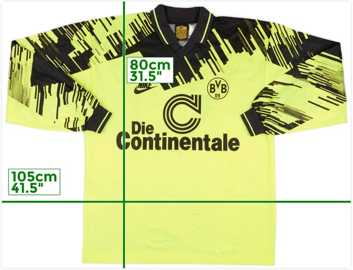 1993-94 Borussia Dortmund Home L/S Shirt #12 - 9/10 - (L)