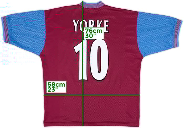 1997-98 Aston Villa Home Shirt Yorke #10 - 8/10 - (L)