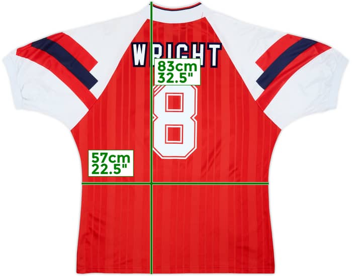 1992-94 Arsenal Home Shirt Wright #8 - 8/10 - (XL)