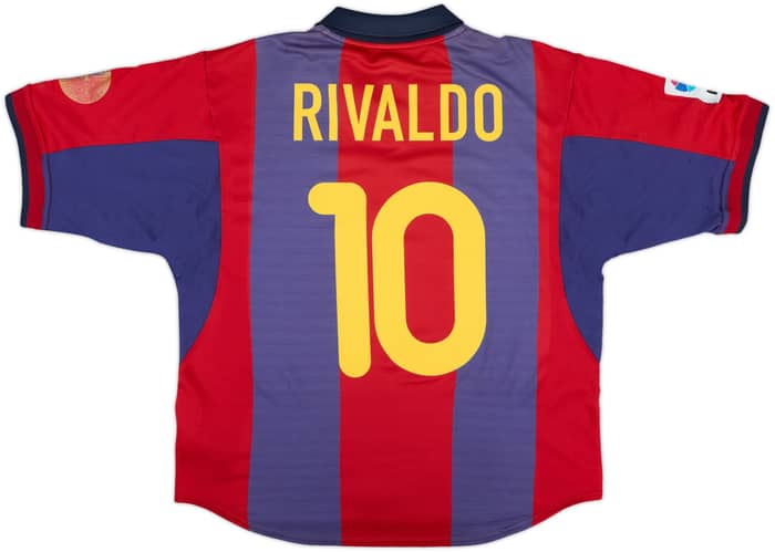2000-01 Barcelona Home Shirt Rivaldo #10 - 7/10 - (L)