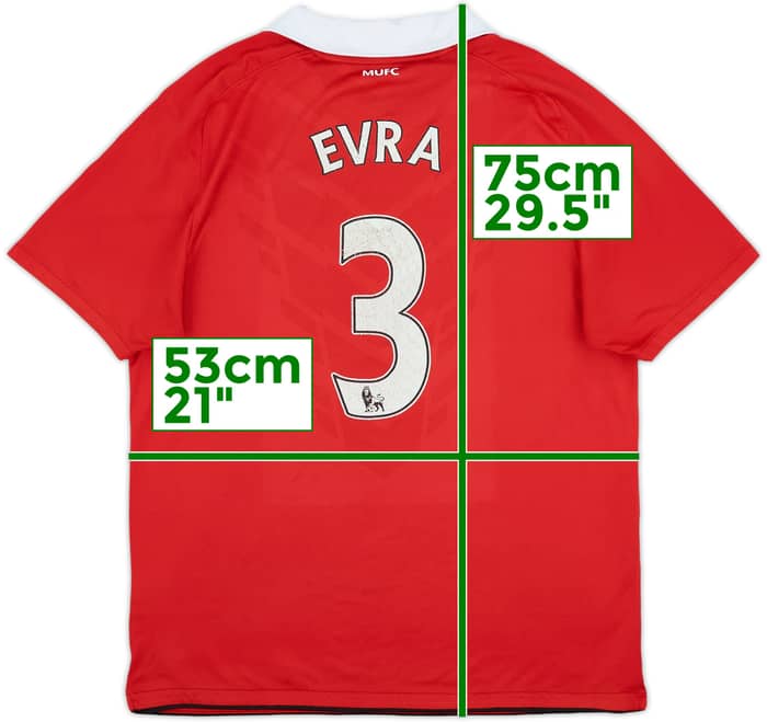 2010-11 Manchester United Home Shirt Evra #3 - 5/10 - (L)