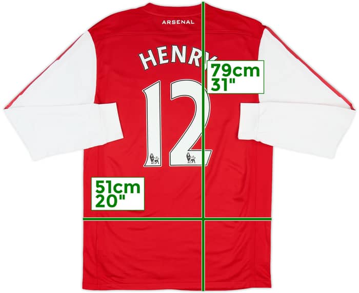 2011-12 Arsenal Home L/S Shirt Henry #12 - 6/10 - (M)