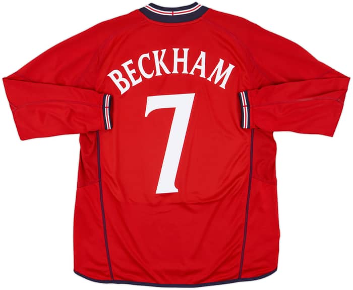 2002-04 England Away L/S Shirt Beckham #7 - 8/10 - (XL)
