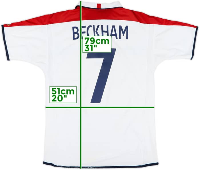2003-05 England Home Shirt Beckham #7 - 7/10 - (L)