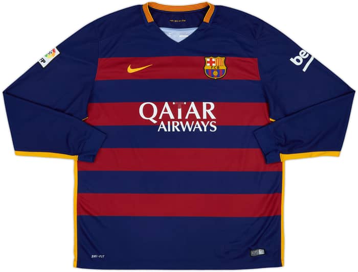 2015-16 Barcelona Home L/S Shirt - 5/10 - (XXL)
