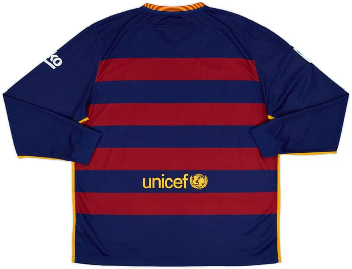 2015-16 Barcelona Home L/S Shirt - 5/10 - (XXL)