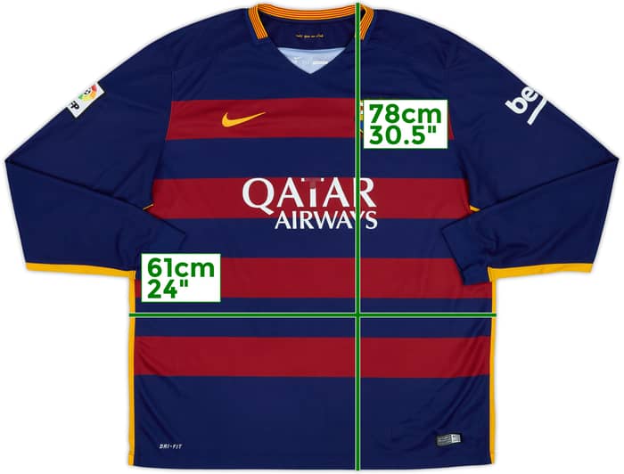 2015-16 Barcelona Home L/S Shirt - 5/10 - (XXL)