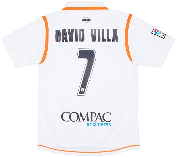2007-08 Valencia Home Shirt David Villa #7 - 9/10 - (L)