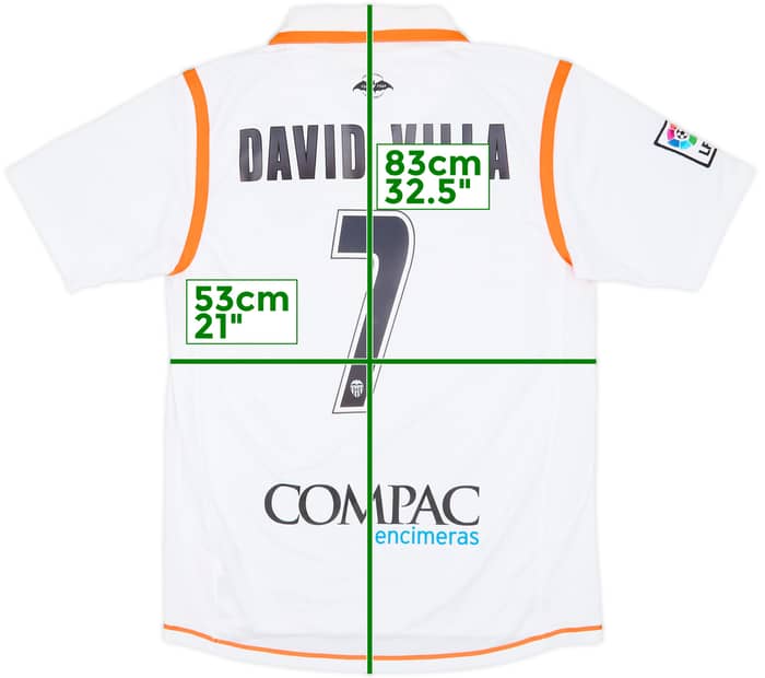 2007-08 Valencia Home Shirt David Villa #7 - 9/10 - (L)