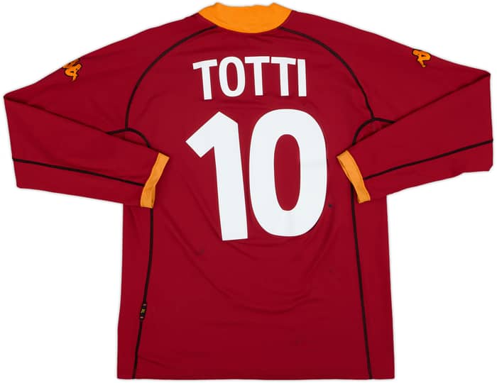2001-02 Roma Home L/S Shirt Totti #10 - 8/10 - (XL)