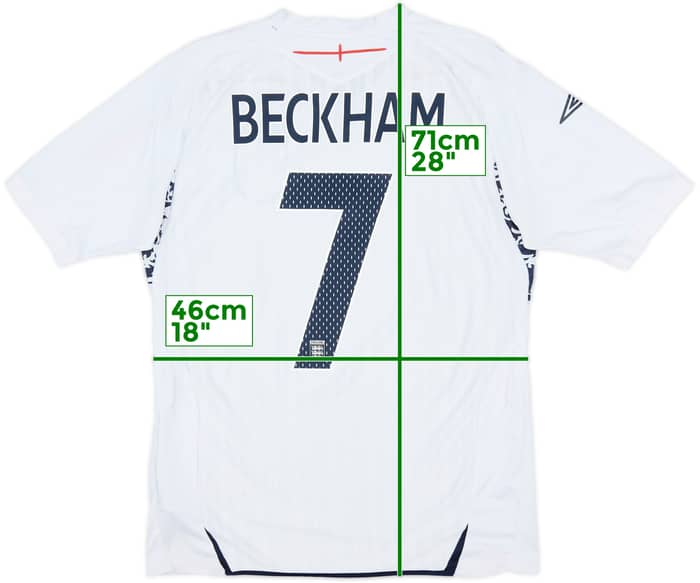 2007-09 England Home Shirt Beckham #7 - 6/10 - (M)