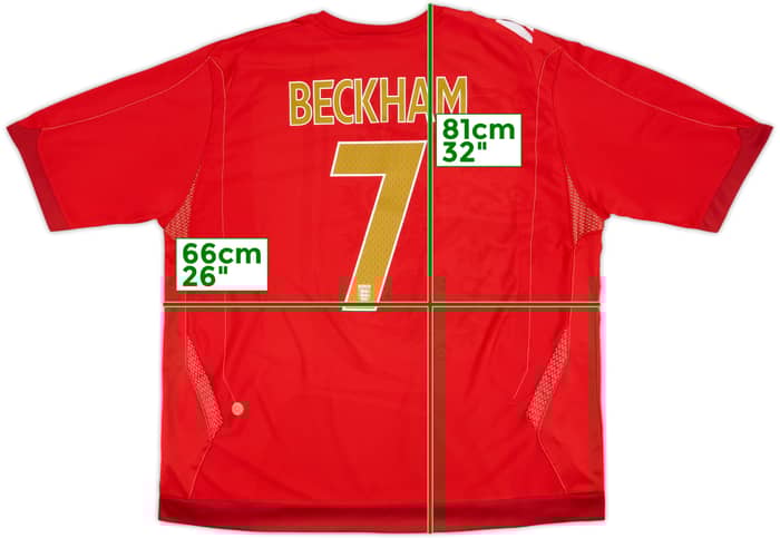 2006-08 England Away Shirt Beckham #7 - 8/10 - (3XL)