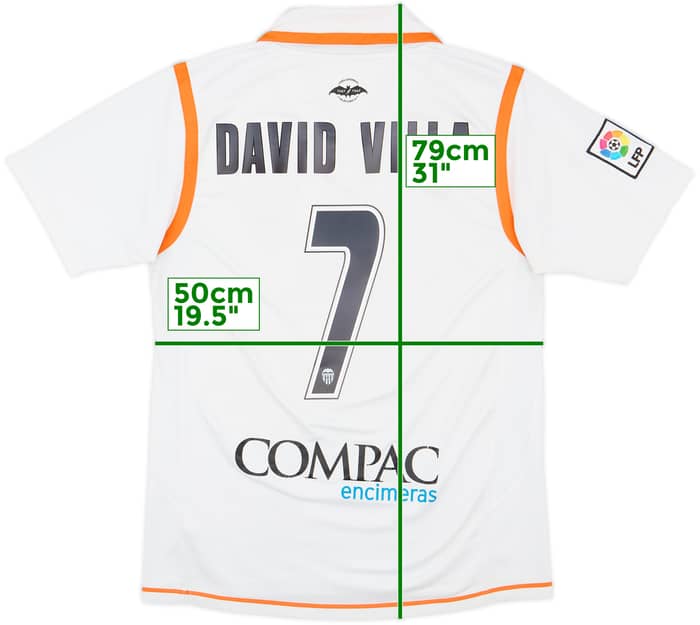 2007-08 Valencia Home Shirt David Villa #7 - 7/10 - (M)