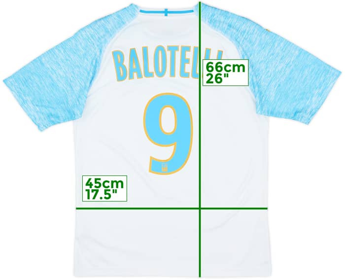 2018-19 Olympique Marseille Home Shirt Balotelli #9 - 8/10 - (S)