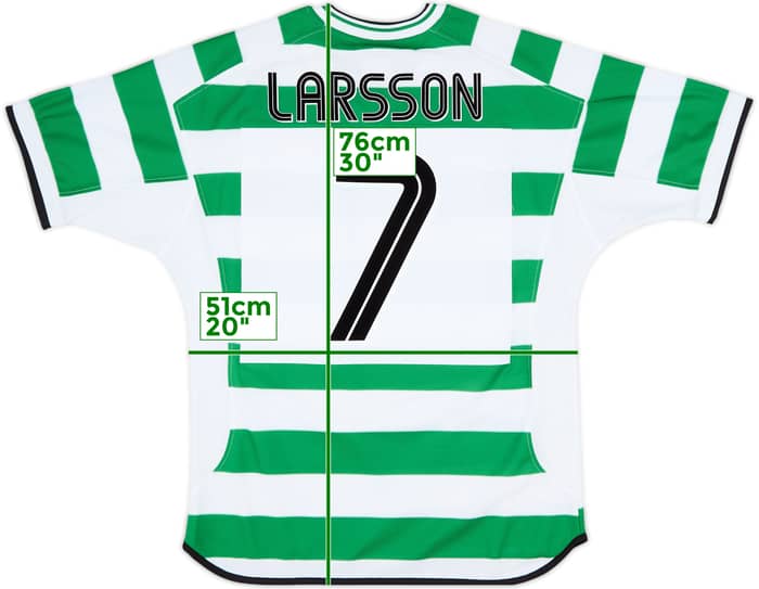 2001-03 Celtic Home Shirt Larsson #7 - 8/10 - (M)