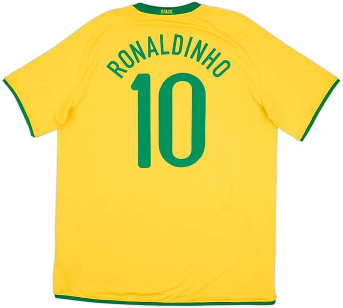 2008-10 Brazil Home Shirt Ronaldinho #10 - 8/10 - (XL)