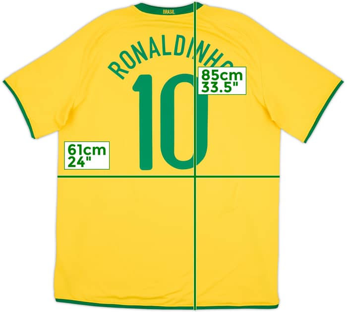 2008-10 Brazil Home Shirt Ronaldinho #10 - 8/10 - (XL)