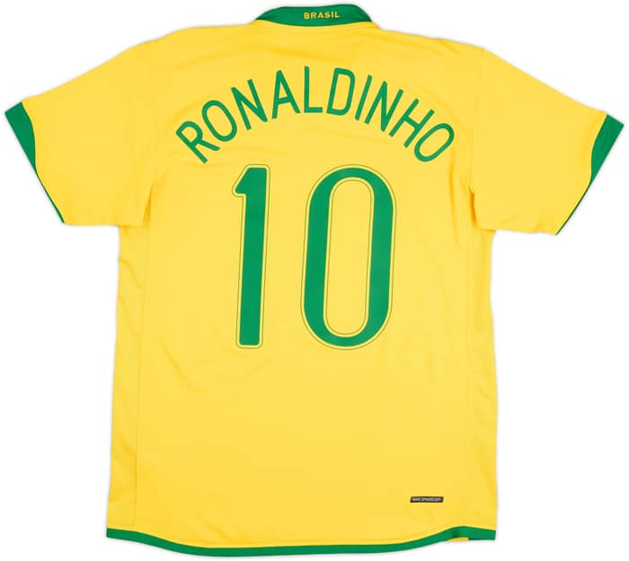 2006-08 Brazil Home Shirt Ronaldinho #10 - 7/10 - (M)