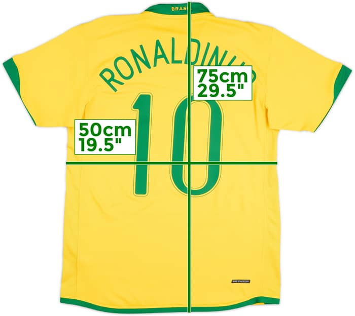2006-08 Brazil Home Shirt Ronaldinho #10 - 7/10 - (M)