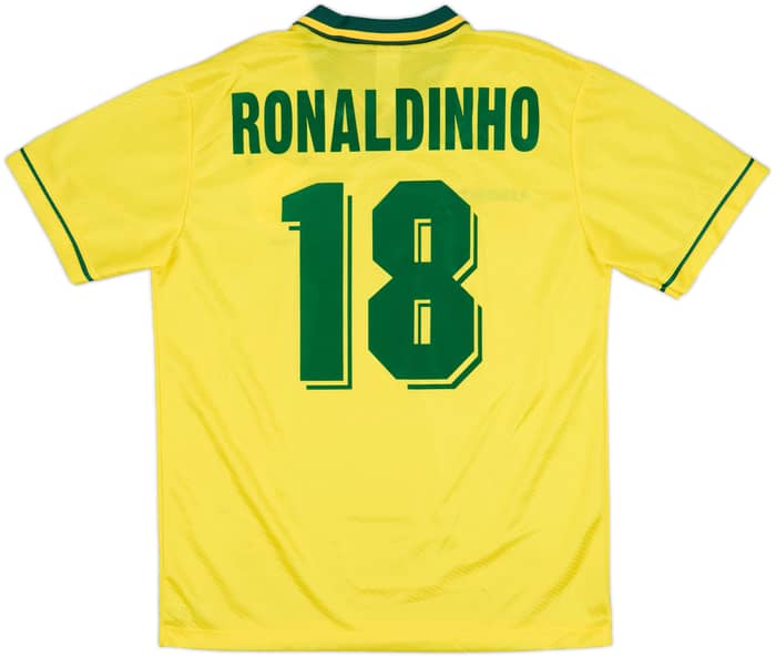 1994-96 Brazil Home Shirt Ronaldinho #18 - 9/10 - (L)