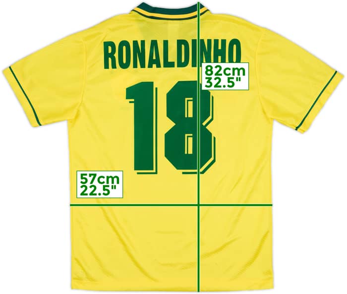 1994-96 Brazil Home Shirt Ronaldinho #18 - 9/10 - (L)