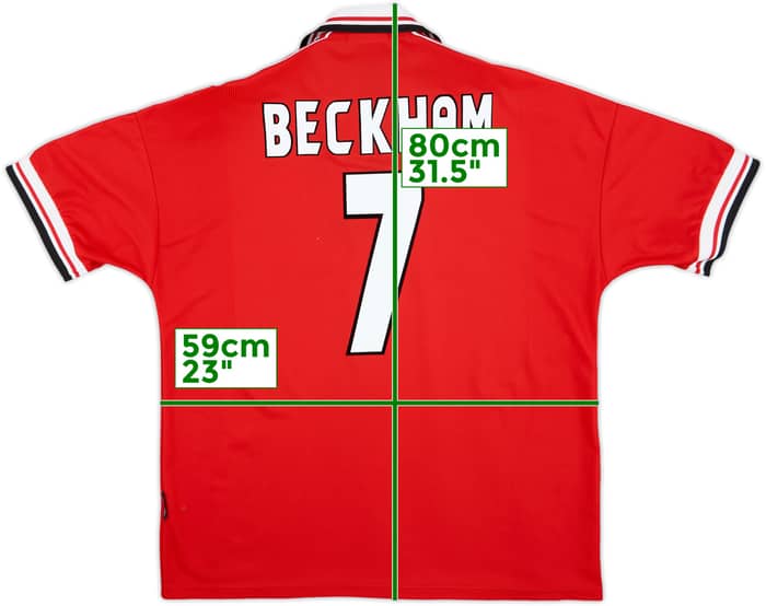 1998-00 Manchester United Home Shirt Beckham #7 - 9/10 - (XL)