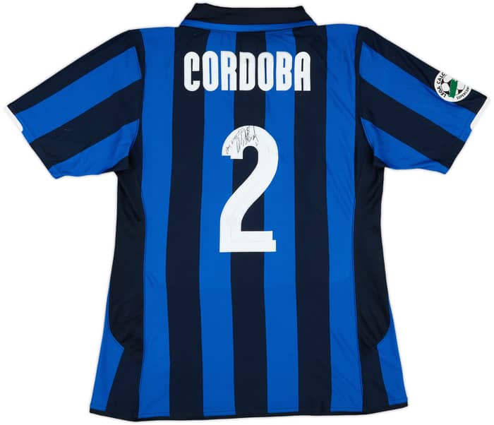 2007-08 Inter Milan Match Issue Supercoppa Signed Home Shirt Cordoba #2