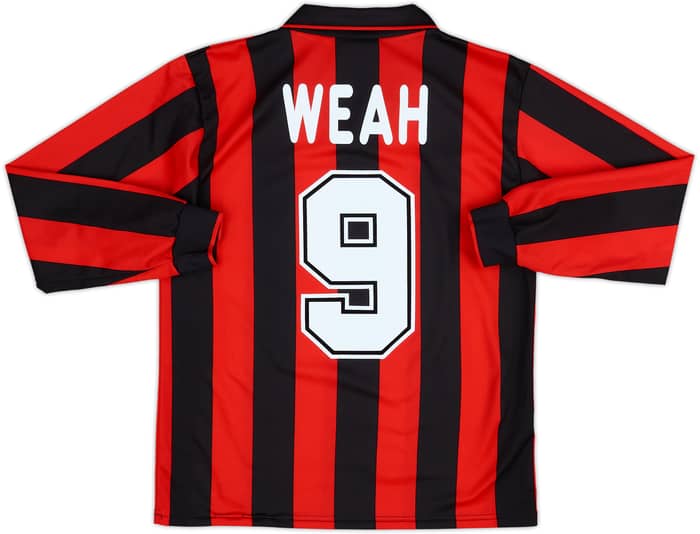 1995-96 AC Milan Home L/S Shirt Weah #9 - 8/10 - (15-16 Years)