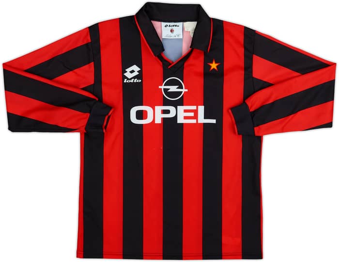 1995-96 AC Milan Home L/S Shirt Weah #9 - 8/10 - (15-16 Years)
