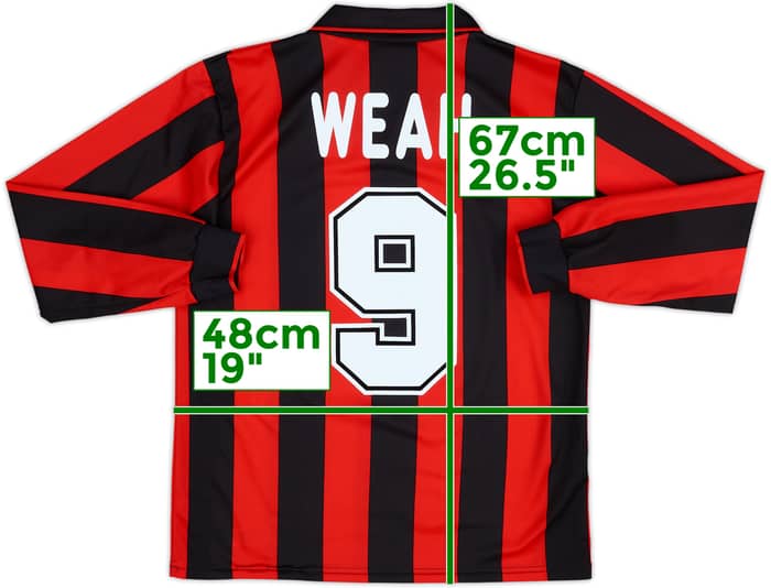 1995-96 AC Milan Home L/S Shirt Weah #9 - 8/10 - (15-16 Years)