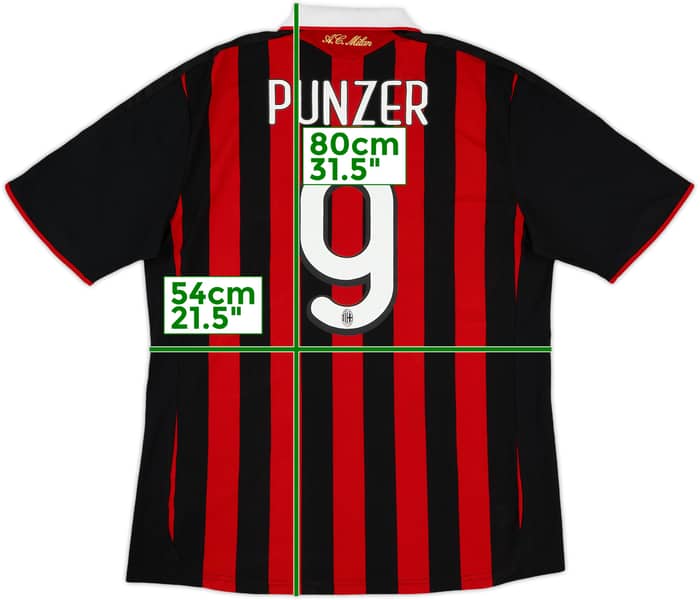 2009-10 AC Milan Home Shirt Punzer #9 - 8/10 - (L)