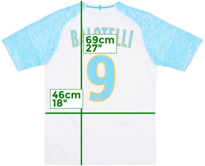 2018-19 Olympique Marseille Home Shirt Balotelli #9 - 8/10 - (S)
