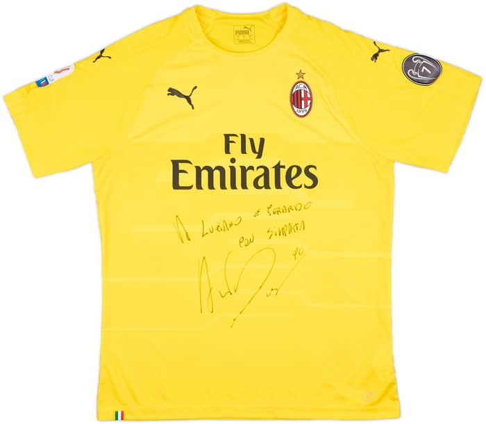 2018-19 AC Milan Match Issue Signed Coppa Italia GK Shirt A.Donnarumma #90