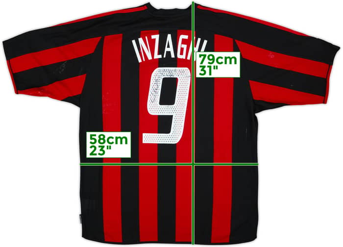 2003-04 AC Milan Signed Home Shirt Inzaghi #9 - 5/10 - (XL)