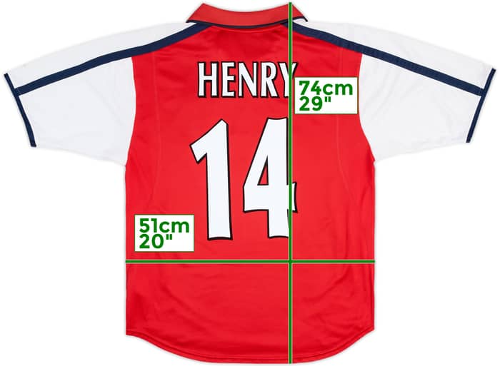 2000-02 Arsenal Home Shirt Henry #14 - 6/10 - (M)
