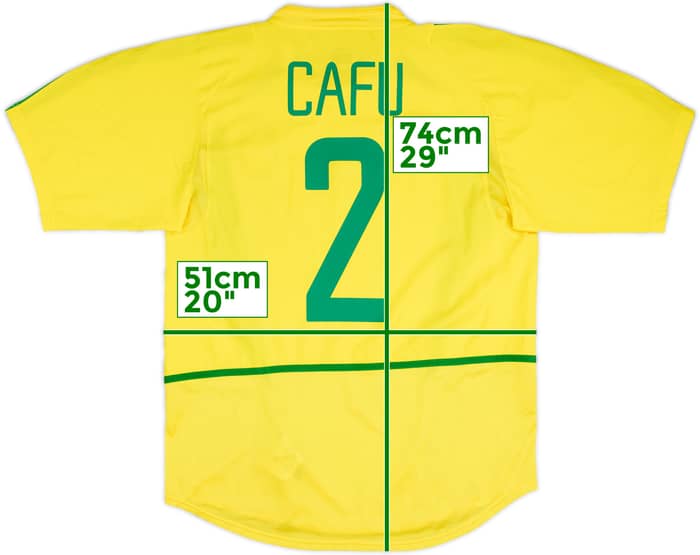 2002-04 Brazil Home Shirt Cafu #2 - 8/10 - (M)