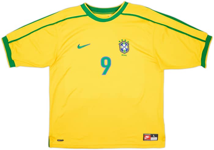 1998-00 Brazil Home Shirt Ronaldo #9 - 9/10 - (L)