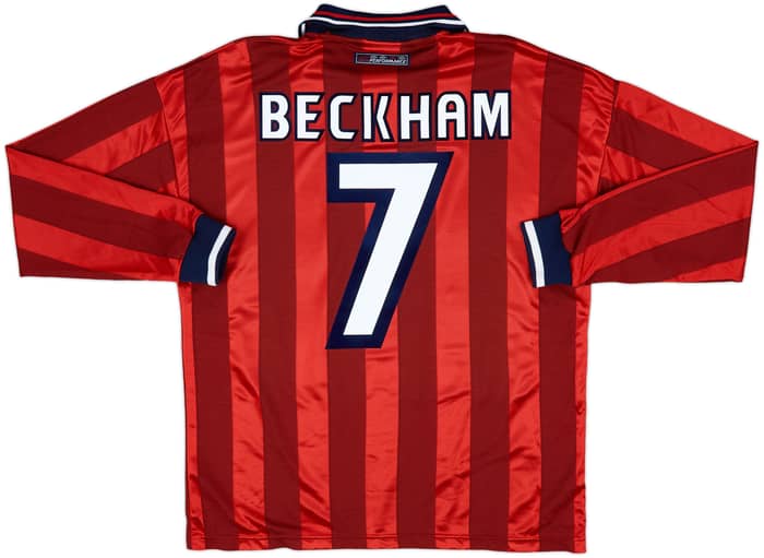 1997-99 England Away L/S Shirt Beckham #7 - 9/10 - (M)