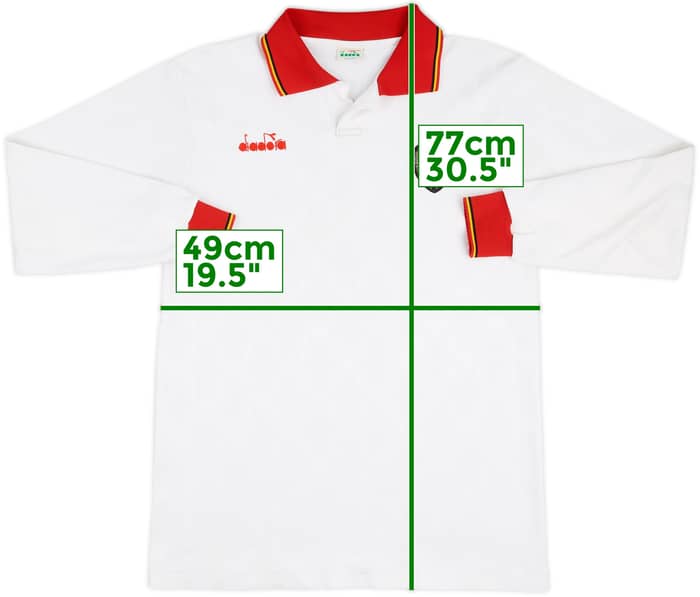 1992-94 Belgium Player Issue Away L/S Shirt #13 - 8/10 - (L)