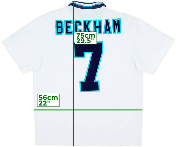 1995-97 England Home Shirt Beckham #7 - 8/10 - (XL)