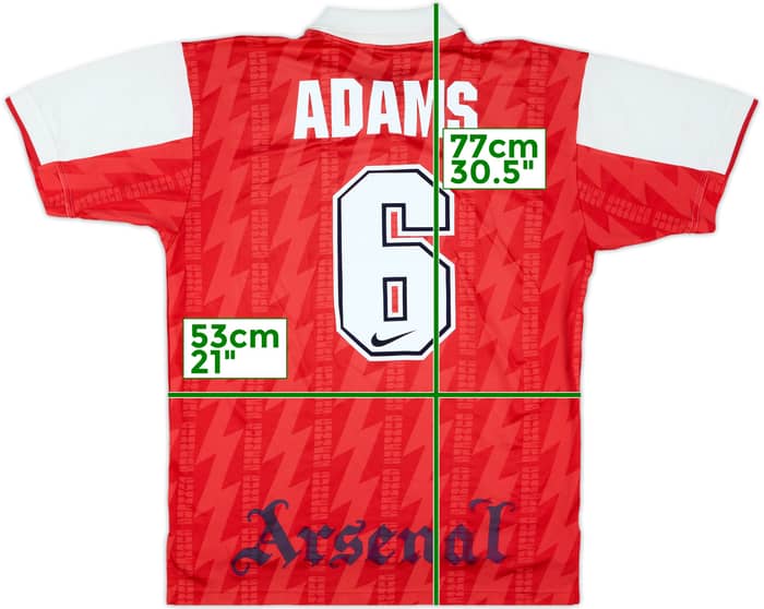 1994-96 Arsenal Home Shirt Adams #6 - 7/10 - (L)