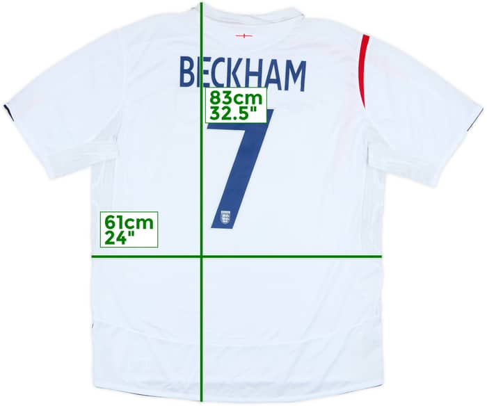 2005-07 England Home Shirt Beckham #7 - 8/10 - (XXL)