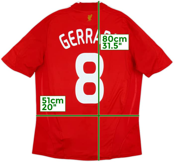 2008-10 Liverpool Home Shirt Gerrard #8 - 7/10 - (M)