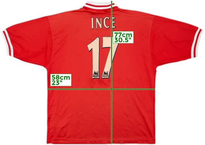 1996-98 Liverpool Home Shirt Ince #17 - 6/10 - (XL)