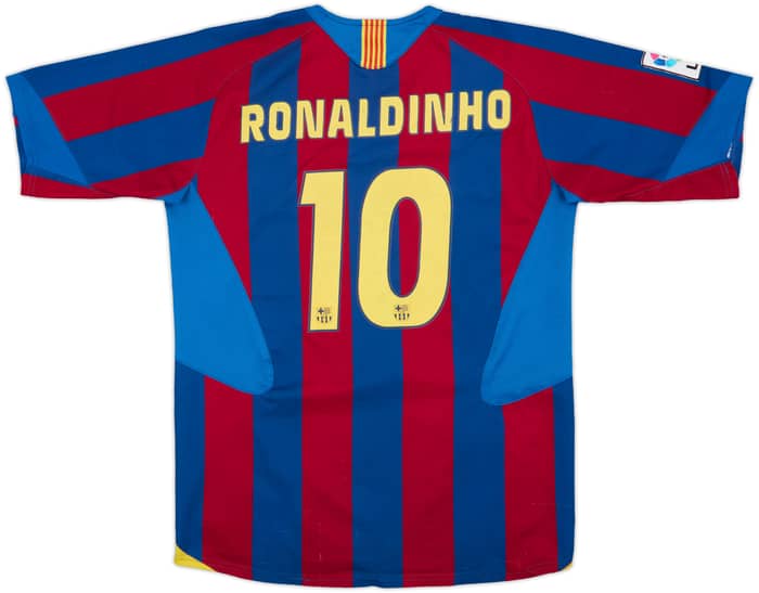 2005-06 Barcelona Home Shirt Ronaldinho #10 - 7/10 - (XL.Boys)