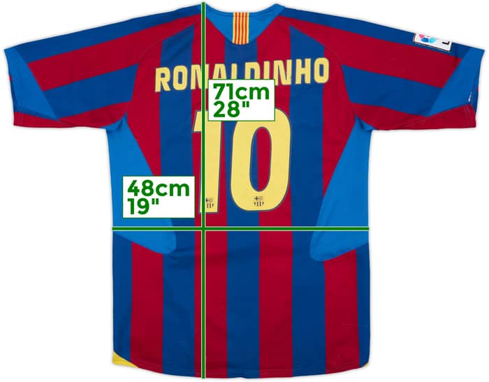 2005-06 Barcelona Home Shirt Ronaldinho #10 - 7/10 - (XL.Boys)