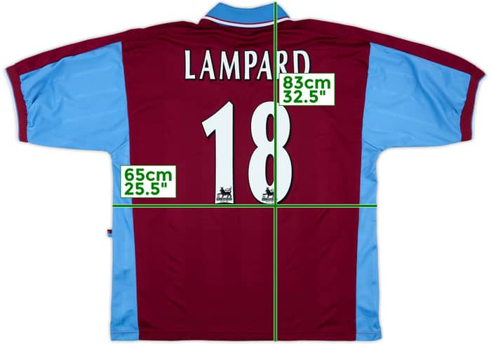 1997-98 West Ham Home Shirt Lampard#18 - 7/10 - (XXL)