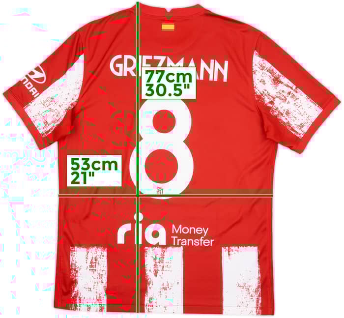 2021-22 Atletico Madrid Home Shirt Griezmann #8 - 8/10 - (L)