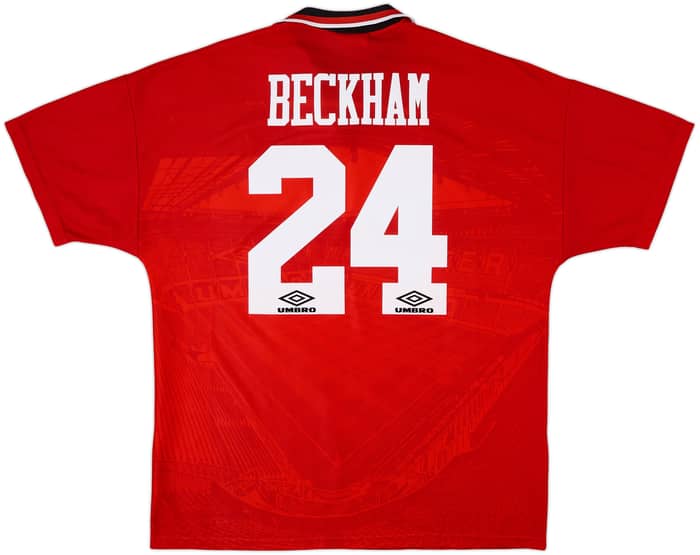 1994-96 Manchester United Home Shirt Beckham #24 - 8/10 - (XL)