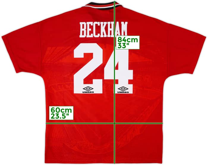 1994-96 Manchester United Home Shirt Beckham #24 - 8/10 - (XL)